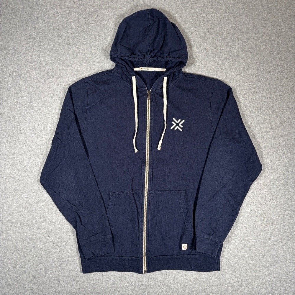 Marine Layer Afternoon Hoodie Men's Large Navy Full Zip Embroidered Logo